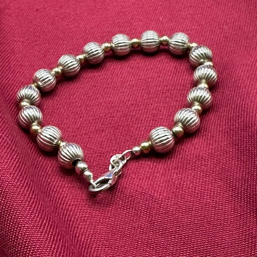 Sterling Silver Fluted Bead Bracelet - Picture 15 of 15